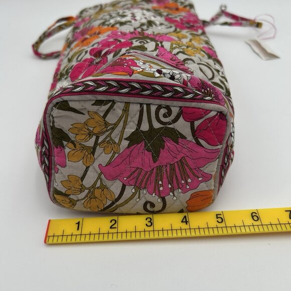 VERA BRADLEY Cheers to You Wine Bag Tea Garden Floral Gray Pink Cotton Tote - Picture 7 of 10